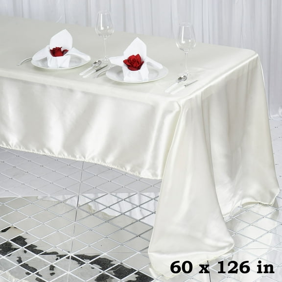 BalsaCircle 60" x 126" Satin Rectangular Tablecloth Ivory Dining Table Linens