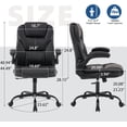 thumbnail image 6 of NYOAK 500lbs Office Chair with Wide Seat, Ergonomic Leather Executive Desk Chair with Lumbar Support, Flip-Up Padded Armrests, High Back Swivel Computer Gaming Chair, Black, 6 of 8