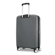 American Tourister Color Waves Medium Checked Expandable Luggage Suitcase with Spinner Wheels, Charcoal