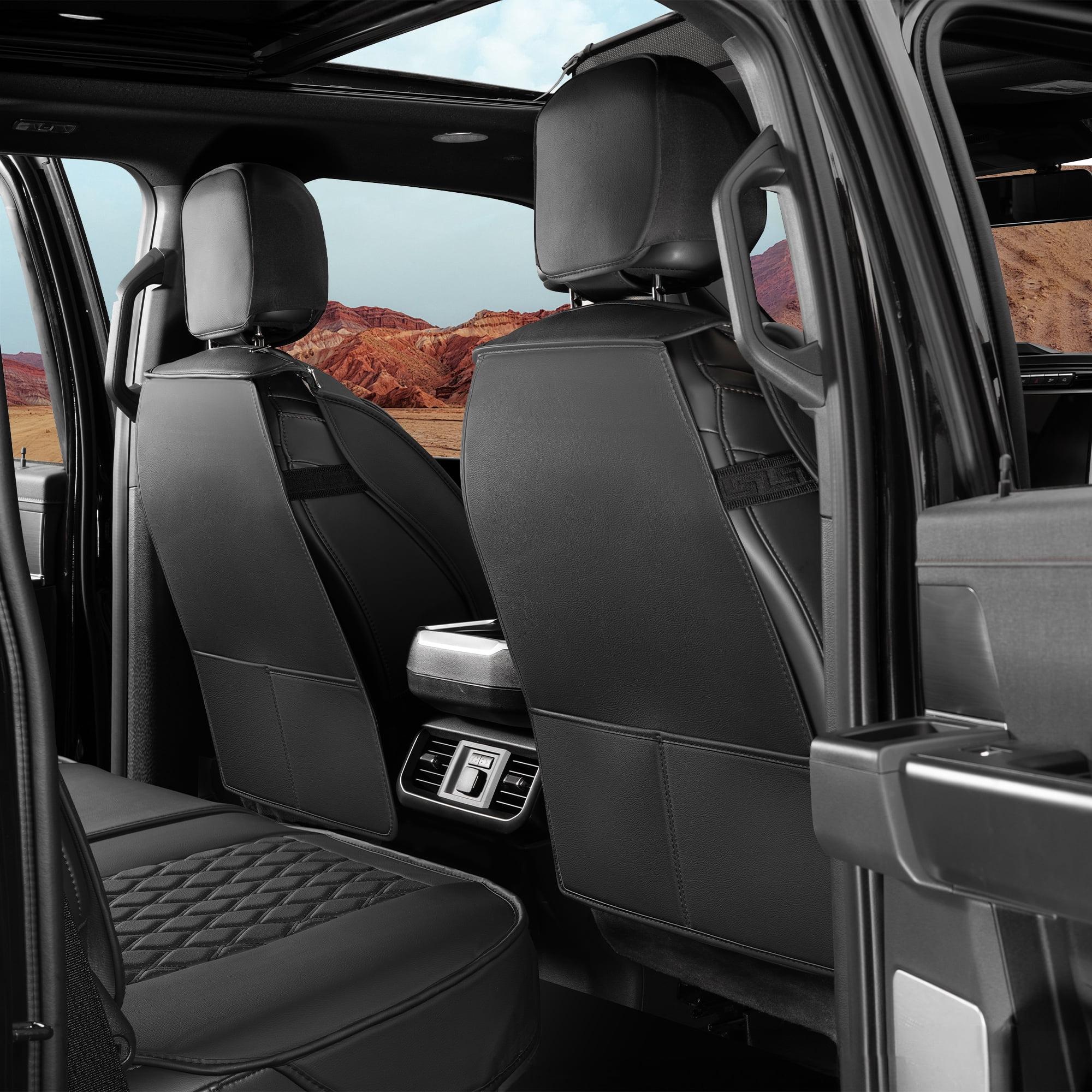 LINGVIDO F-150 Waterproof Faux Leather Automotive Seat Covers Fit for Ford 2009-2026 F150 F250 F350 F450 Super Duty Crew Cab XL XLT Lariat King Ranch Platinum