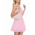 thumbnail image 2 of Women'S Square Neck Sleeveless Dress with Pleated Waist Tiered Hem Elegant Summer Midi Gown Pink M, 2 of 7