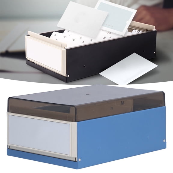 Index Card Holder, Pull-out File Box Holds 500 3 x 5 Cards, Large Capacity Note Flash Card Organizer Case, Plastic Recipe Box Business Card Storage Box