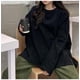 thumbnail image 2 of Camiseta de mujer Cuello redondo Color sólido Manga larga Casual Top suelto, Negro, L tholdsy AP001280-02B, 2 of 7