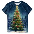 thumbnail image 5 of larppty Christmas Tshirts for Women 2025 Christmas Shirts Xmas Holiday Party Short Sleeve Pullover Tops (Blue, L), 5 of 6