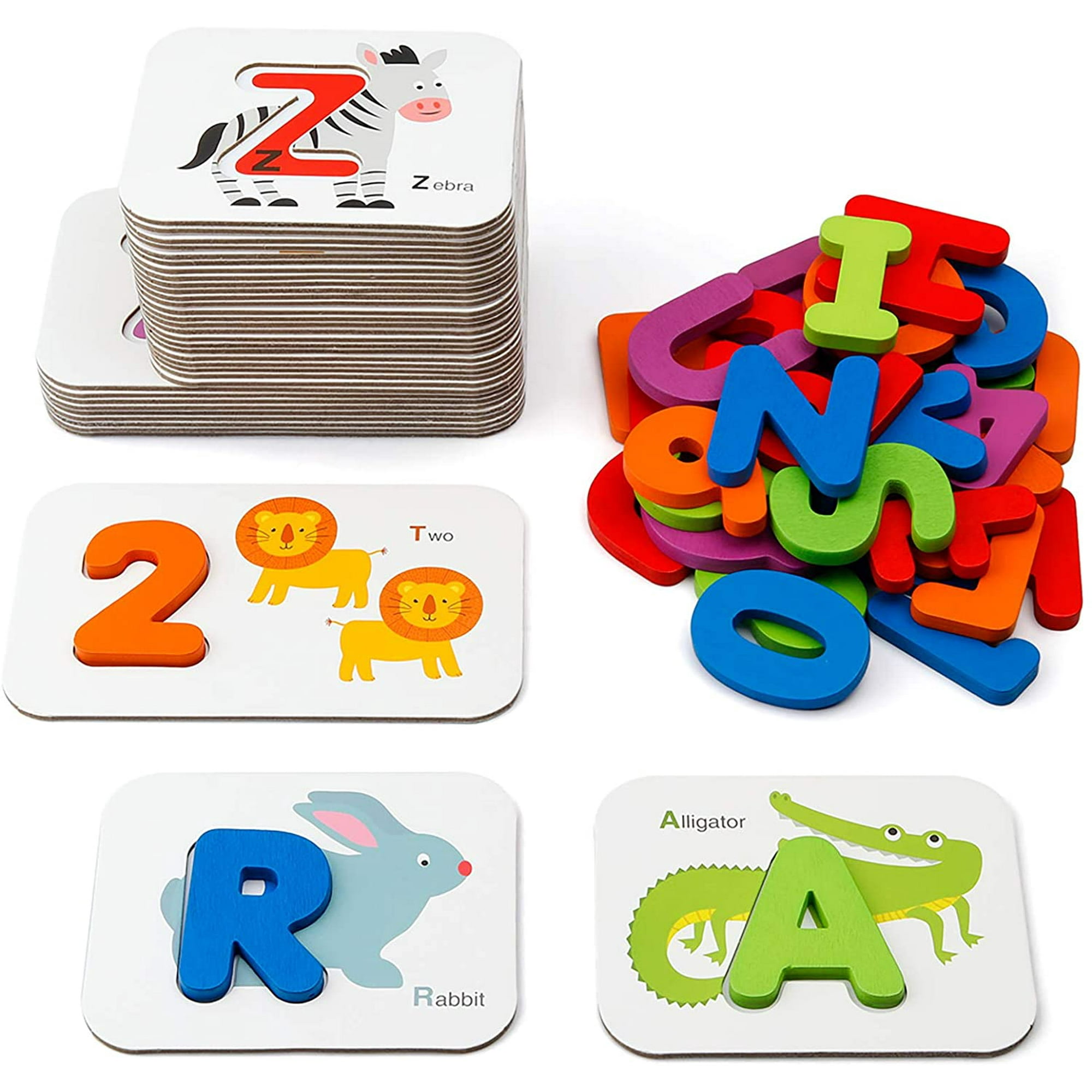 GOGEU Numbers and Alphabets Flash Cards Set - ABC Wooden Letters and  Numbers Animal Card Board Matching Puzzle Game Montessori Educational Toys  Gift for Toddlers Age 2 3 4 5 Preschool and Up Years | Walmart Canada