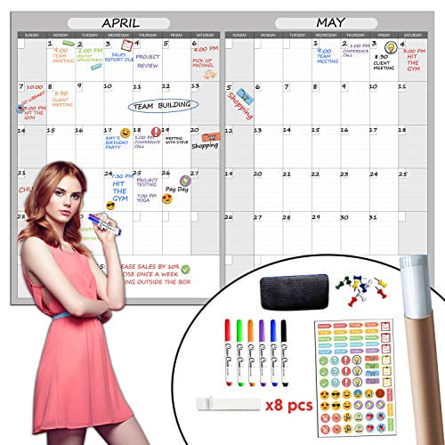x-large-dry-erase-wall-calendar-36-x-52-undated-2-month-planner-for-home-office-school-reusable-jumbo-laminated-task-organizer-36-x52-2-months-walmart-com