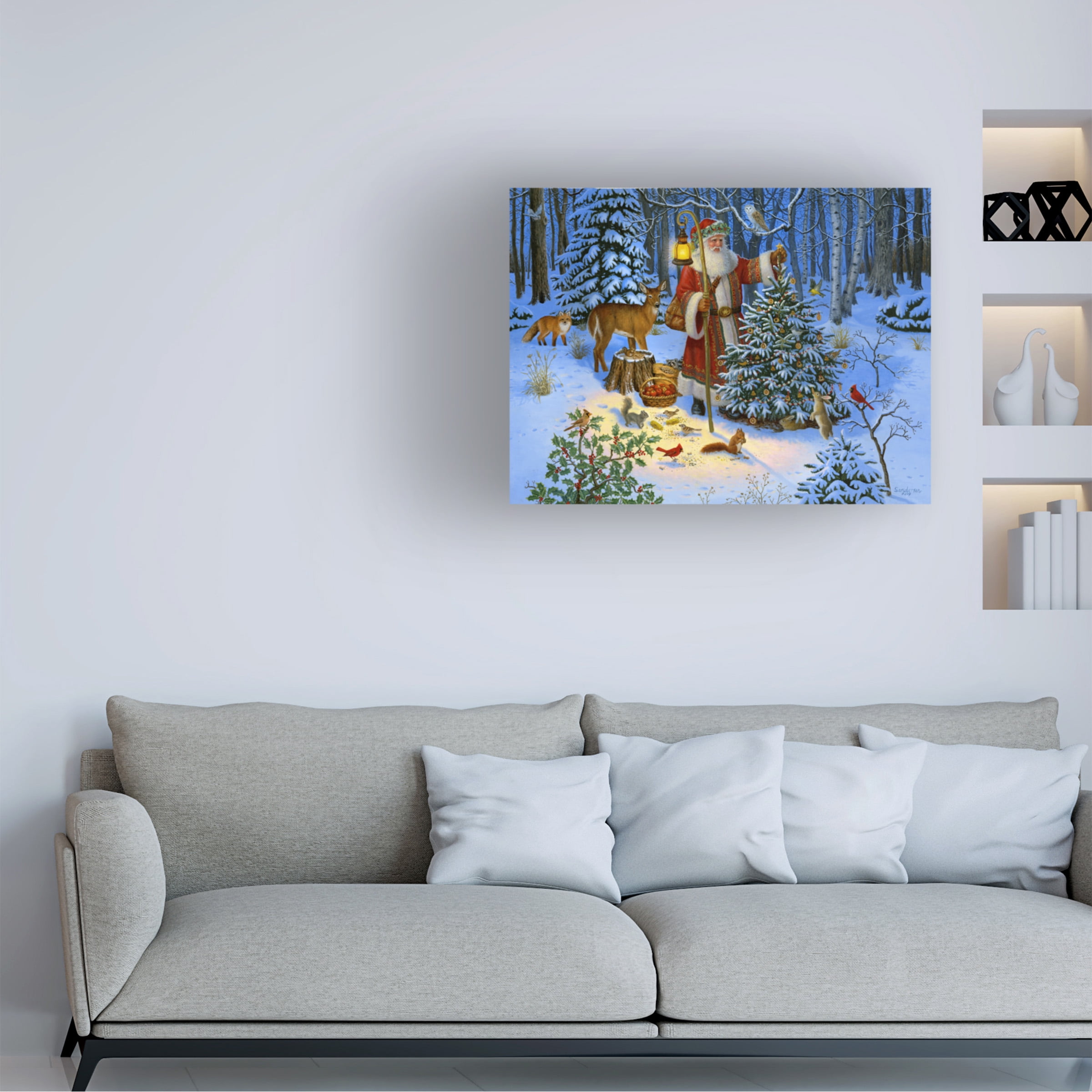 Ruth Sanderson 'Father Christmas And Friends' Canvas Art