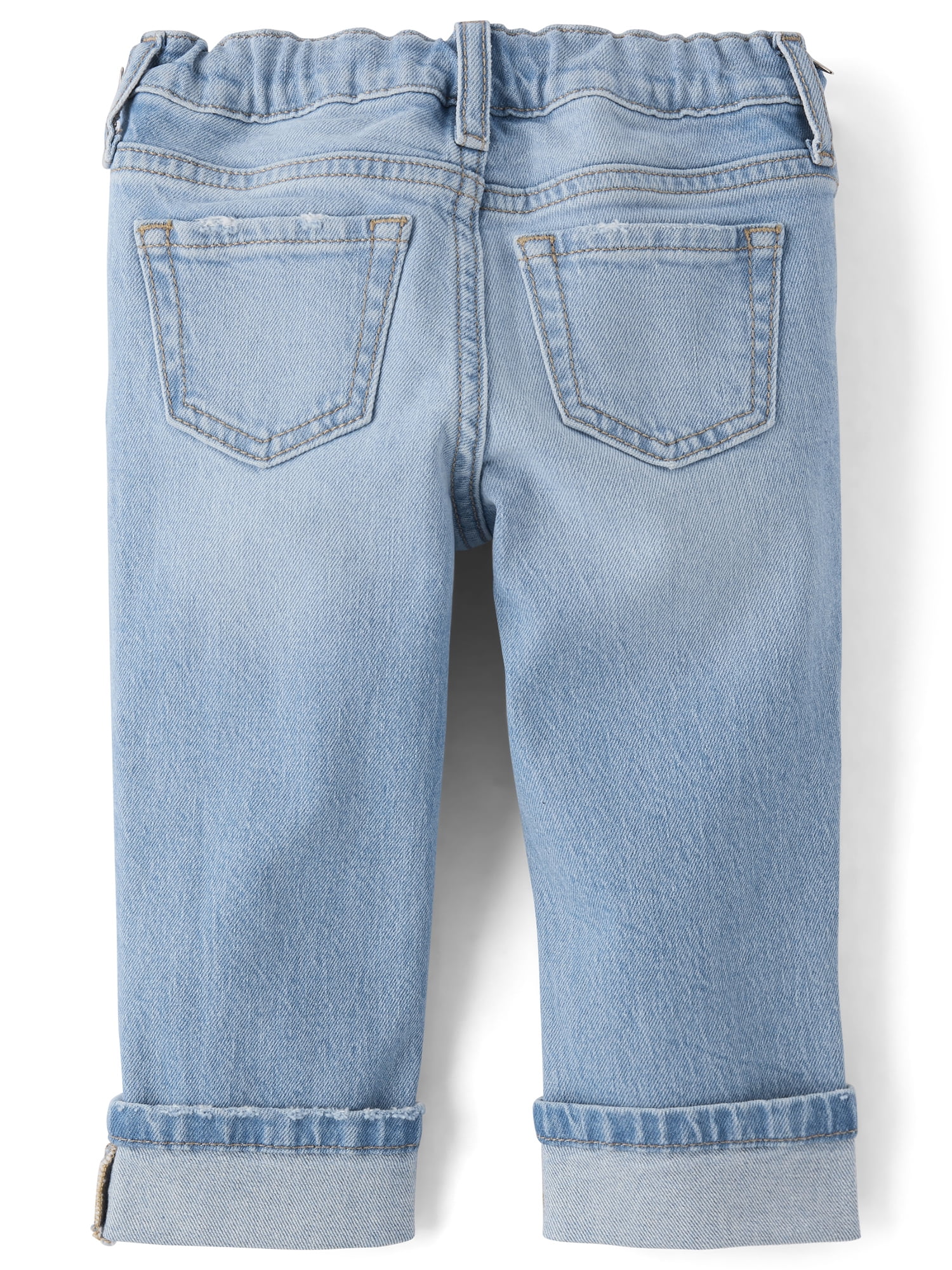 The Children's Place Toddler Girls Ripped Roll Cuff 90s Straight Jeans, Sizes 12M-5T