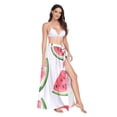 thumbnail image 2 of FORMRS Womens Long Sarong Beach Wrap Semi-Sheer Bikini Skirt Bathing Swimsuit Cover Up, White Watermelon, 2 of 7