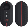 thumbnail image 1 of noir-rouge-boitier Cl De Voiture Compatible Avec Fiat Lancia 3-bouton - Coque De Protection Souple En Silicone, 1 of 5