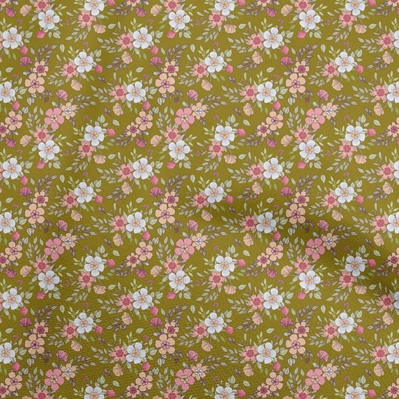 oneOone Viscose Jersey Dark Olive Green Fabric Floral Sewing Fabric By The Yard Printed Diy Clothing Sewing Supplies 60 Inch Wide