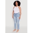 thumbnail image 3 of Women's Plus Size Trendy High Waisted Distressed Whiskered Jeans, 3 of 5