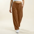 thumbnail image 4 of Iroehba Pants for Women Mid Waist Drawstring Trousers Solid Colored Wide Leg Sweatpants with Side Pockets, Relaxed Cut for Outdoor Strolls and Daily Wear, 4 of 6