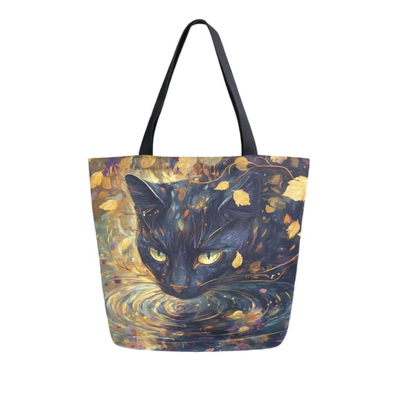 DIXRUYEE Tote Bag Women Weekender Travel Bag Shoulder Handbag Black Cat Among Autumn Printed
