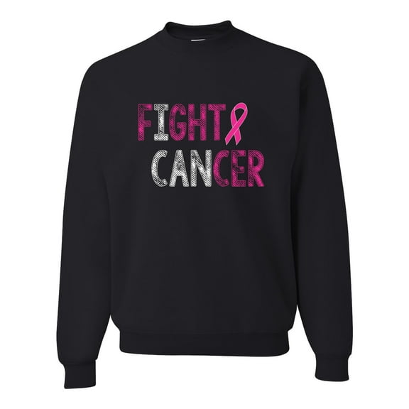 Fight Cancer Ribbon Unisex Crewneck Graphic Sweatshirt, Black, Small