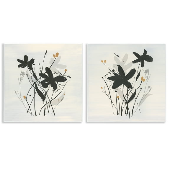 Stupell Industries Contemporary Floral Sprigs Plants & Flowers Painting Unframed Art Print Wall Art, 12 x 12, Set of 2