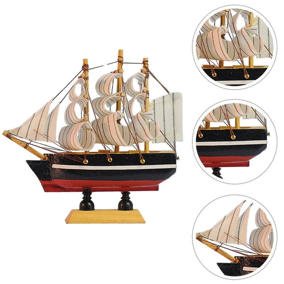1Pc Wooden Sailboat Crafts Ship Model Sailing Boat Decor Home Ornament