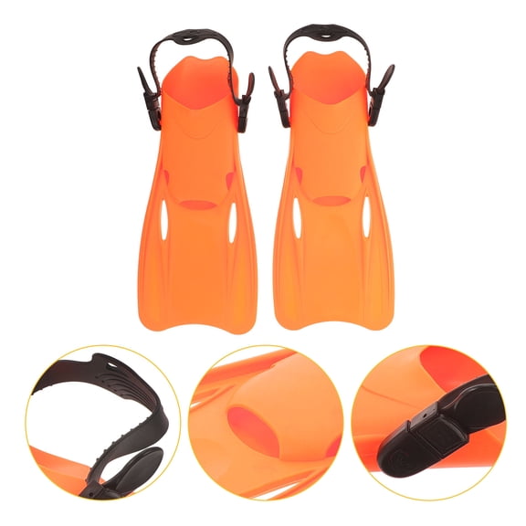 FRCOLOR Snorkeling Set with Adult Diving Fins and Kids Orange Swim Gear for Swimming and Underwater Exploration