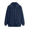 thumbnail image 4 of adviicd Womens Fleece Jacket Fall Winter Full Zip Sherpa Coat with Hood Winter Outfits (Navy, 3XL), 4 of 5