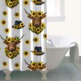 thumbnail image 4 of White Highland Cow Sunflower Hat Pattern Shower Curtain 36"x72" ,Bathroom Decorative Shower Curtains Set with 12 Hooks,Modern Waterproof Washable Shower Curtain, 4 of 6