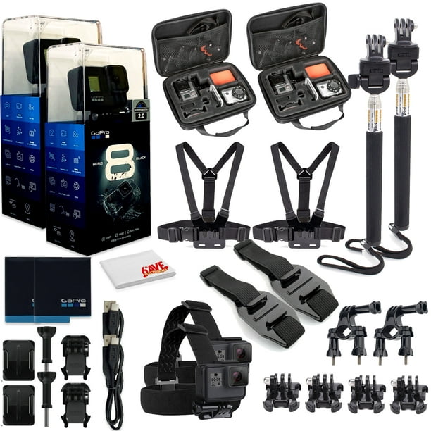 GoPro HERO8 Black Digital Action Camera - With Mega Accessory Kit - All You  need Bundle - 2 Pack