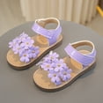 thumbnail image 6 of Hessimy Girls' Sandals - Open Toe Summer Strappy Flat Dress Shoes with Glitters and Secure Hook and Loop Closure(Light Purple,11.5), 6 of 6