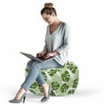 thumbnail image 2 of Green and White Pouf Cover with Zipper, Palm Leaves and Monsteras Tropical Themed Monochrome Hawaii, Soft Decorative Fabric Unstuffed Case, 30" W X 17.3" L, Green Pale Green, by Ambesonne, 2 of 5