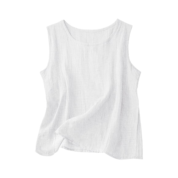Womens Tank Top Cotton Linen Sleeveless Summer Casual Loose Shirts Gauze Tank Tops for Women Plus Size Vacation Outfit Linen Shirts for Women Sleeveless No Pocket Camisole Blouse for Women