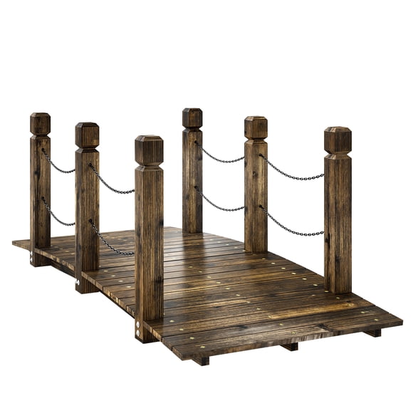 Outsunny Garden Bridge Footbridge Weather-Resistant 5ft, Carbonized