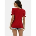 thumbnail image 2 of Women Summer Square Neck Ruffled Tops Short Sleeve Blouse Casual T-Shirt Top, 2 of 5