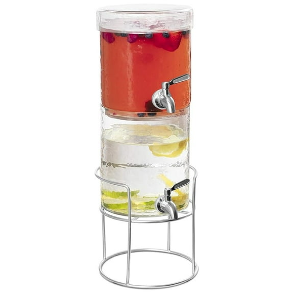 2 Gallon Drink Dispenser with Stand & Spigot - Glass Beverage Dispenser for Iced Tea, Juice, Water, Lemonade & Sangria - Party & Holiday Drinkware