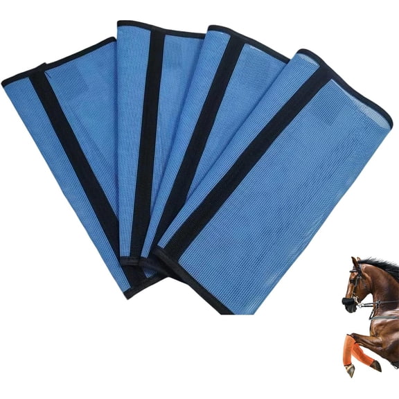 Anti-Fly Horse Leg Mesh Protectors Set of 4 – Breathable Summer Boots for Horses, Adjustable Curved-Design Fly Boots for Horses, Ventilated Mesh Leg Guards for Pasture, Trailering
