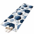 thumbnail image 2 of 2x6 Kitchen Runner Rug, Navy Blue Marble Non-Skid Rubber Backing Large Rectangle Rugs - Living Room Bedroom Home Office, Gold White Geometric Hexagon Modern Indoor Floor Mat Carpets Washable Rug, 2 of 9