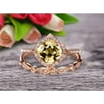 thumbnail image 4 of Imaginative Bridal Set 7mm Cushion Cut 2.55 Carat Champagne Diamond Moissanite Wedding Set Engagement Ring 10k Rose Gold Retro Vintage Floral Marquise Matching Band, 4 of 6