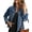 blue, variant on Women's Jean Jacket Distressed Washed Button Up Boyfriend Denim Jacket Coat With Pockets(dark Blue,XX-large)