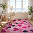 thumbnail image 3 of Design&I 6'x9' Washable Area Rug Pink Geometric Abstract Hexagon Honeycomb Interlocking Mosaic for Living Room, Family Indoor, Oversized Skid-Resistant, 3 of 7