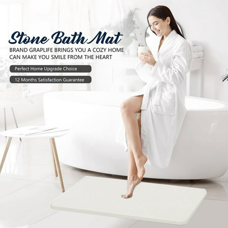 Shower Stone Bath Mat, White, Set of 6 - Drying Stone