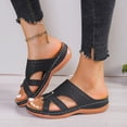 thumbnail image 5 of Womens Wedge Sandals Leather: Dressy Sandal with Arch Support Comfortable Walking, Casual Slip on Summer Shoes, 5 of 7