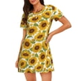 thumbnail image 1 of Easygdp Sunflowers Camisón de manga corta para mujer, informal, estampado, 1 of 6