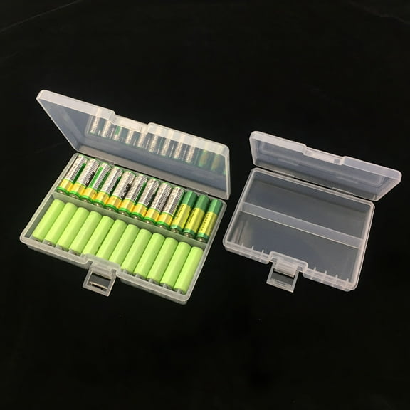 LAMIRO Battery Storage Box Transparent Large Capacity Portable 48Pcs AA AAA Rechargeable Battery Container Organizer for Home
