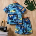 thumbnail image 4 of Boys 2 Piece Hawaiian Outfit Summer Button Down Shirt and Pocket Shorts Sets Beach Vacation Clothes for Kid, 4 of 6