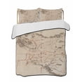 thumbnail image 2 of Retro Map King Size Down Alternative Comforter, Lightweight Comforter Quilt Bedding Set with Pillow Shams Middle Century Mountain Landscape Vintage Art All Seasons Bed Comforter Duvet Insert 96"x106", 2 of 7