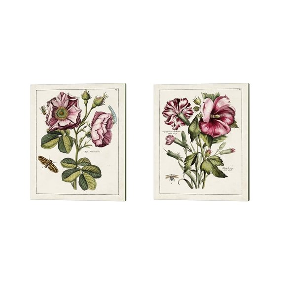 Metaverse Unknown 'Pink Rose & Hibiscus' Canvas Art (Set of 2)