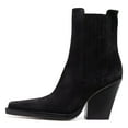 thumbnail image 2 of YDN Women Pointed Toe Pull On Ankle Boots Wide Calf Cork Stacked Mid High Heels Fashion Work Daily Chelsea Boots Size 6 Black, 2 of 4