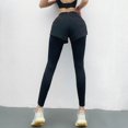 thumbnail image 2 of Pantalones deportivos para mujer falsos 2 piezas de pantalones de yoga de alta elasticidad pantalones deportivos para correr pantalones de color sólido, 2 of 5