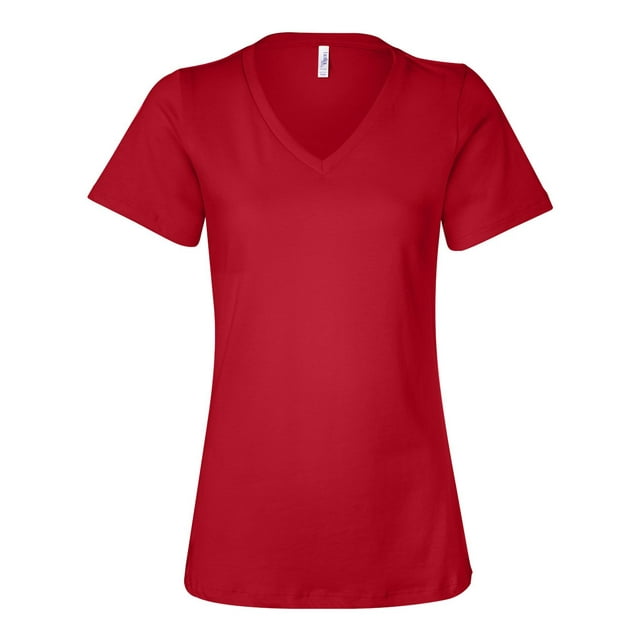 Bella Canvas 6405 Missy Jersey T-Shirt à Manches Courtes à Col en V, 2TG, Rouge