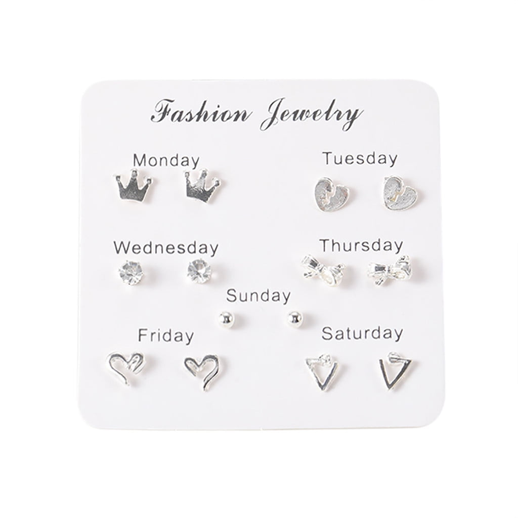 7 Pairs Of Simple Travel Set Earrings Temperament Fashion Earrings