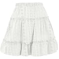 thumbnail image 6 of Women's High Waisted Mini Skirt Tiered Eyelet Lace Ruffle Hem A-Line Flared Skirt Lightweight Breathable Boho Style Summer Beach Skirt for Party Club Daily Wear, 6 of 6