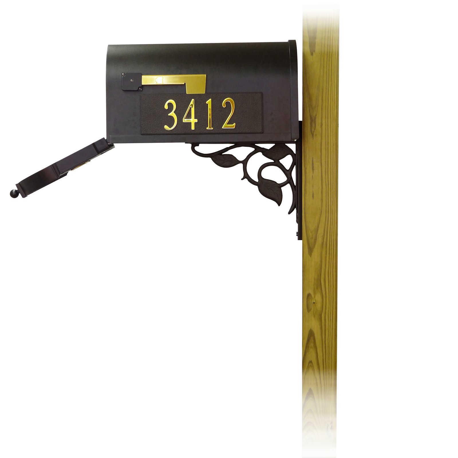Special Lite Products Berkshire Curbside Mailbox with Front and Side Address Numbers and Floral Mailbox Mounting Bracket - image 3 of 4
