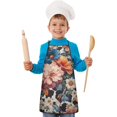 thumbnail image 2 of Pioneer Flower Floral Print Pattern Kids Aprons for Girls and Boys,Adjustable Neck Strap Toddler Aprons for Kids Cooking Baking, 2 of 7